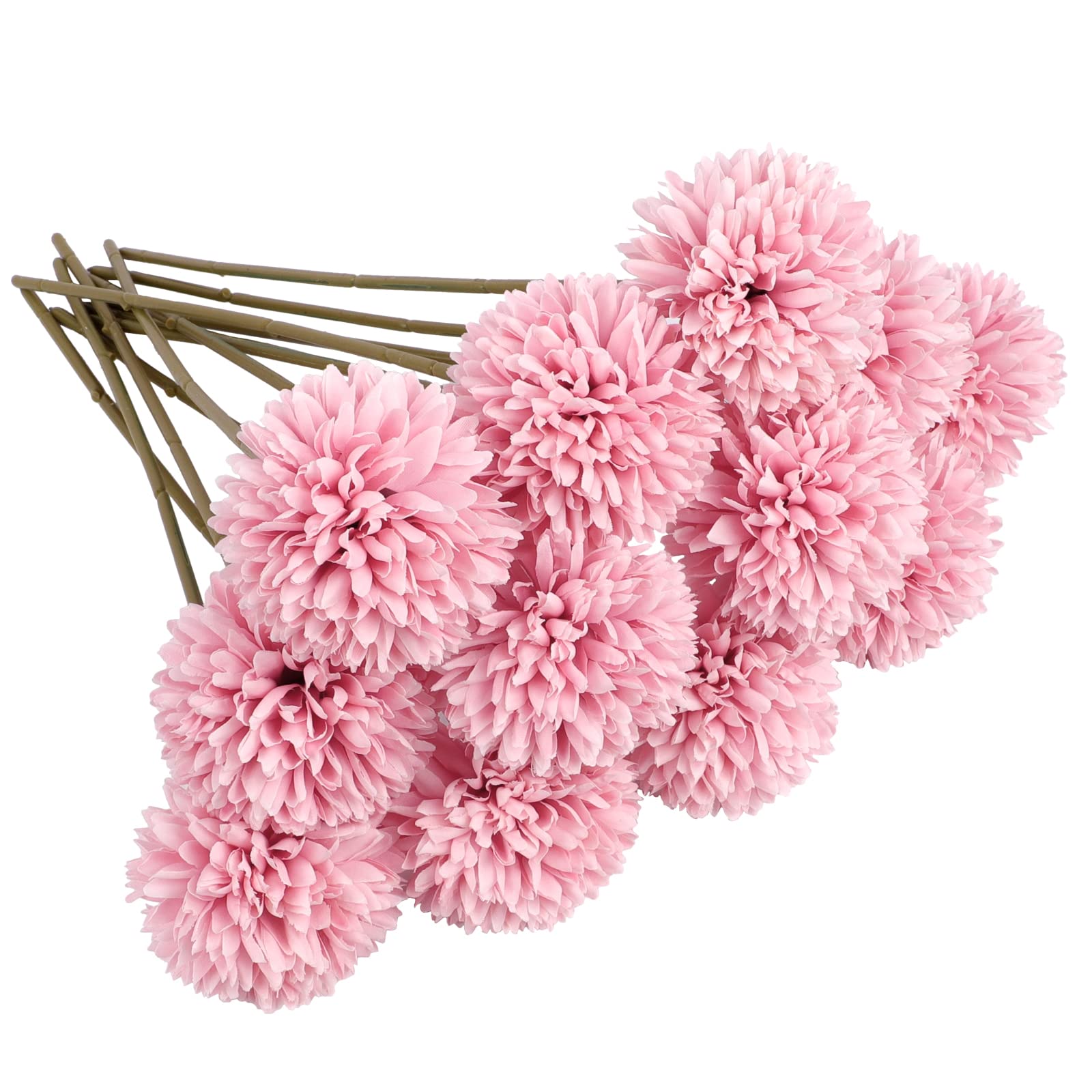Aoleytech 12 pcs Artificial Chrysanthemum Balls, Artificial Hydrangea Bouquet, Silk Fake Chrysanthemum Plants for Indoor, Outdoor, Garden, Flower Arrangement, Home Decor - (Deep pink)