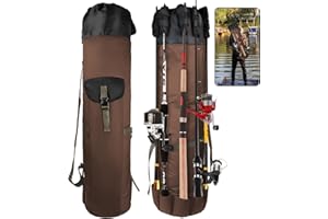 FOUUAAOOU Fishing Rod Bag, Fish Pole Case Bag with Durable Folding Oxford Fabric, Portable Fishing Gear for Men Fishing Gifts (Coffee)