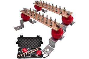 MOKIKUBA 2-PACK 900A Copper Ground Bar Kit- 10" Wall Mount Grounding Bus Bar with 1/4" Terminals and UL Material 2500V BusBar Insulators