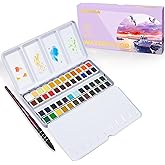 LIGHTWISH Watercolor Paint Set, 48 Colors Professional Watercolor Paint with Watercolor Brushes, Travel Watercolor Set for Artists and Crafters, Art Supplies for Adults