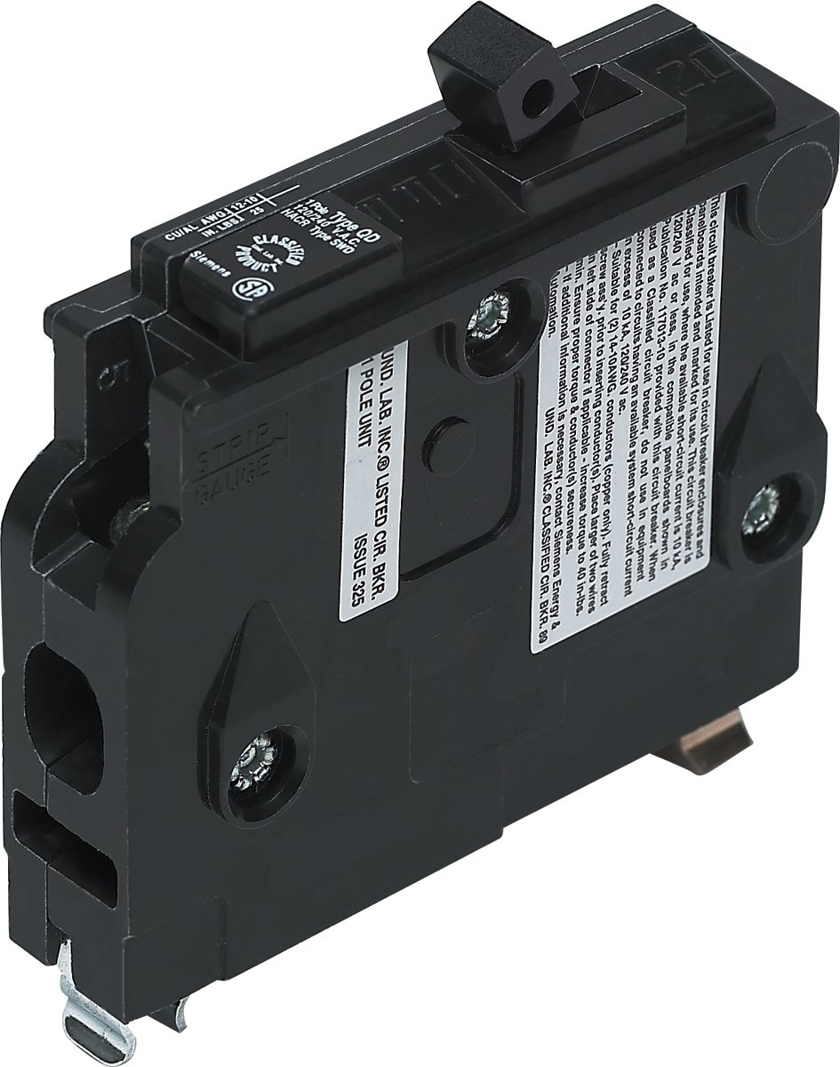 Photo 1 of Siemens D120 Classified Circuit Breaker Type QD Replacement for Square D Type QO. 1-Pole 20-Amp, Black