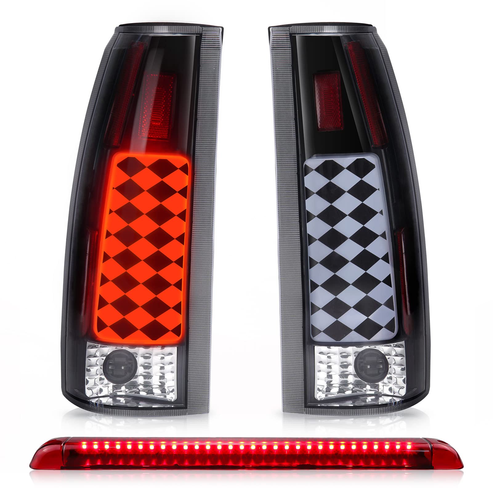 Photo 1 of Tail Light + 3rd Third Brake Lamp for Chevy GMC C1500 C2500 Suburban 92-99, Cadillac Escalade 99-00, Tahoe 95-99 Yukon 92-99 Rear LED Taillight Assembly