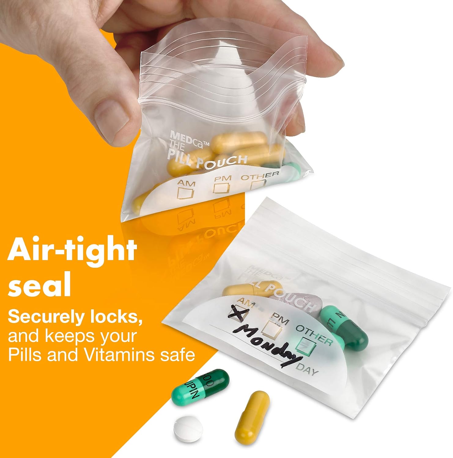 Pill Bags - (500 Pack) 3" x 2.75" -BPA Free Daily Travel Organizer for Disposable Pill Bag Storage Pockets with Labels - Image 5