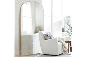 PexFix Full Length Mirror, 71''x32'' Black Arched Mirror Large Floor Mirror Standing Leaning Hanging [71''x32''-Gold]