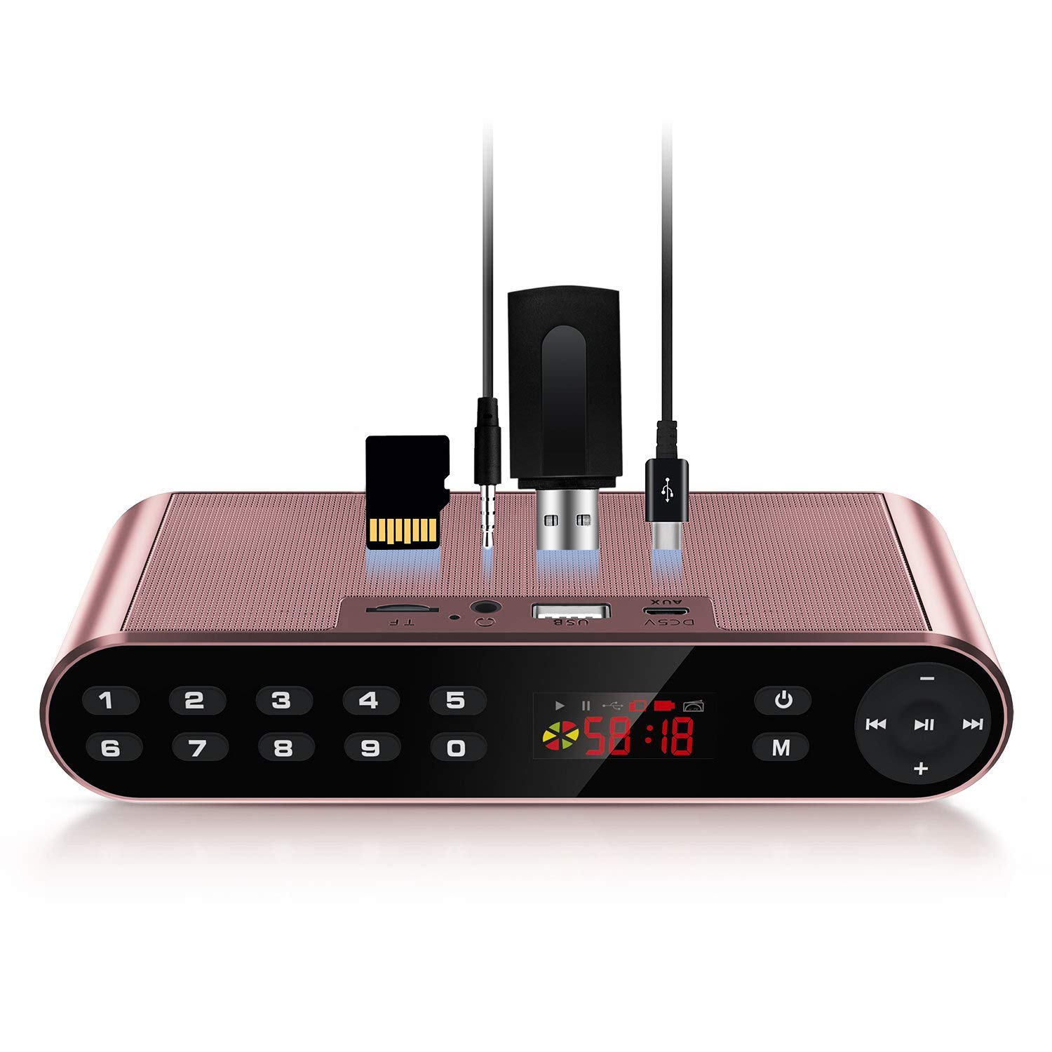 Antimi Bluetooth Speakers with FM Radio MP3 Player Stereo Portable Wireless Speaker Dual Drivers with HD Sound, Built-in Microphone, High Definition Audio and Enhanced Bass (Pink)