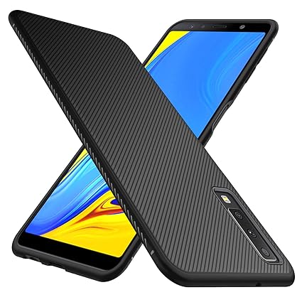 GeeMai Samsung Galaxy A7 2018 Hülle, [Schwarz Soft Hülle] Ultra Thin Silikon Schutzhülle Tasche Soft TPU Hüllen Handyhülle fü