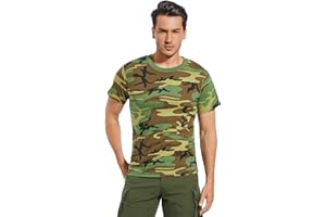 TWCHAS Men’s Military Camo T-Shirt, Camouflage Top Vintage Camo T-Shirts for Everyday Look, Gym Training and Outdoor Activity