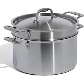 Made In Cookware - 8 Quart Stainless Steel Stock Pot With Lid and Pasta Insert - 5 Ply Stainless Clad - Professional Cookware - Crafted in Italy - Induction Compatible