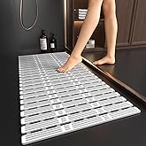 XIYUNTE Shower Mat Non Slip Bath Mat for Tub - 36 x 16 Inch Bathtub Mat Non Slip Shower Mat for Inside Shower, TPE Bath Mat with Powerful Suction Cup, Easy to Cut Bath Tub Mat, Grey