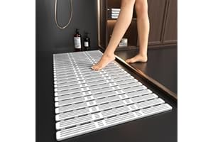 XIYUNTE Shower Mat Non Slip Bath Mat for Tub - 36 x 16 Inch Bathtub Mat Non Slip Shower Mat for Inside Shower, TPE Bath Mat with Powerful Suction Cup, Easy to Cut Bath Tub Mat, Grey