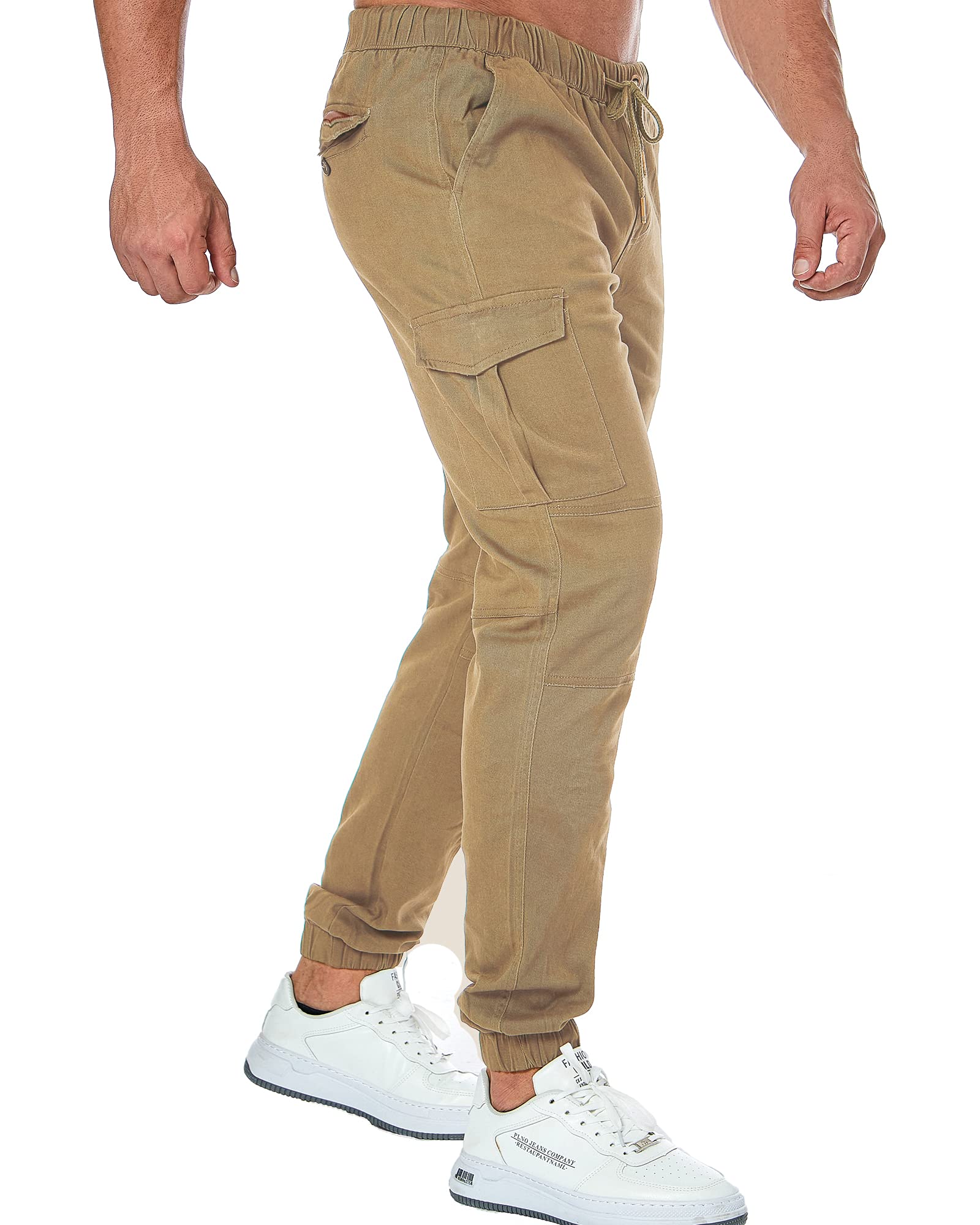 ZOEREA Herren Hose Chino Cargo Hose Jogginghose Herren Baumwolle Braun Casual Sweatpants Herren Freizeithose Elastische Pants L 3