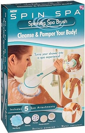 VVD 5 in 1 ABS Cleaning Bath Spin Massage Shower Brush System, big Spin Spa Massage Shower Cleaning Brush Waterproof Facial,5 in 1 Electric Bath Spin Spa Massage Shower Brush Cleaning System