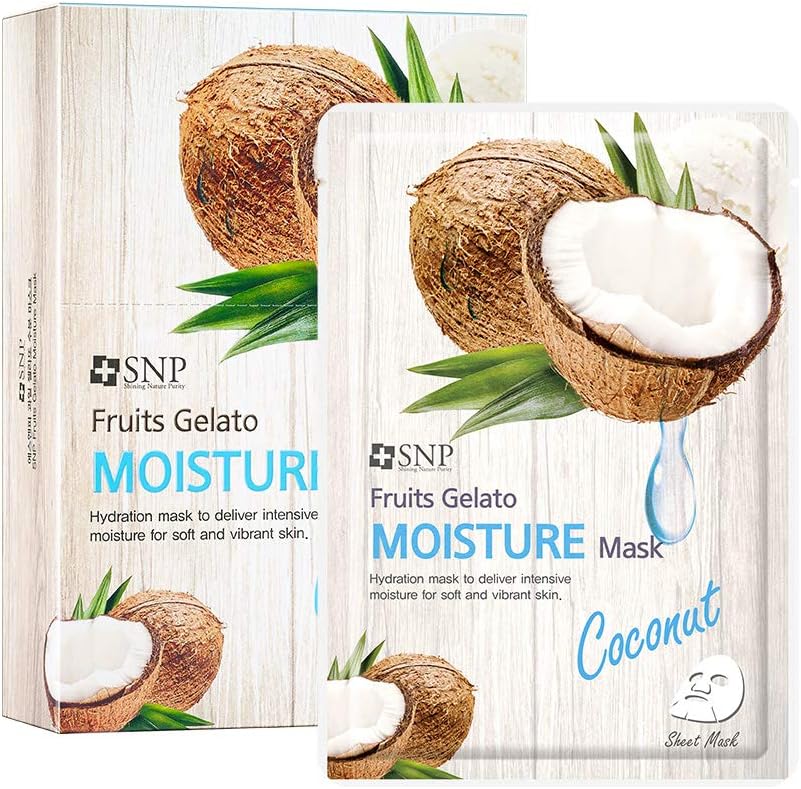 SNP - Fruits Gelato Moisturizing Korean Face Sheet Mask - Maximium Hydration & Protection for All Dry Skin Types - 10 Sheets - Best Gift Idea for Mom, Girlfriend, Wife, Her, Women