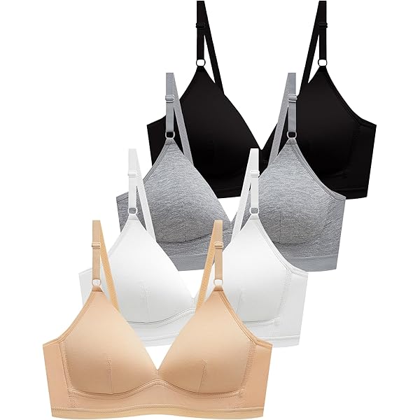 thumbnail image 2 of ESHOO 4 Packs Big Girls Wireless Training Bra Padded Sports Bras Crop Bralette Camisole Vests 8 16 Years 2 of 14