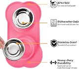 Hubulk Pet 2 Stainless Steel Bowls with No Spill Silicone Mat Pink S view 2