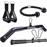 Cable Machine Attachments Home Gym, Triceps Rope, V Handle Cable Attachment,39inch LAT Pull Down Bar, Straight Rotaing Bar
