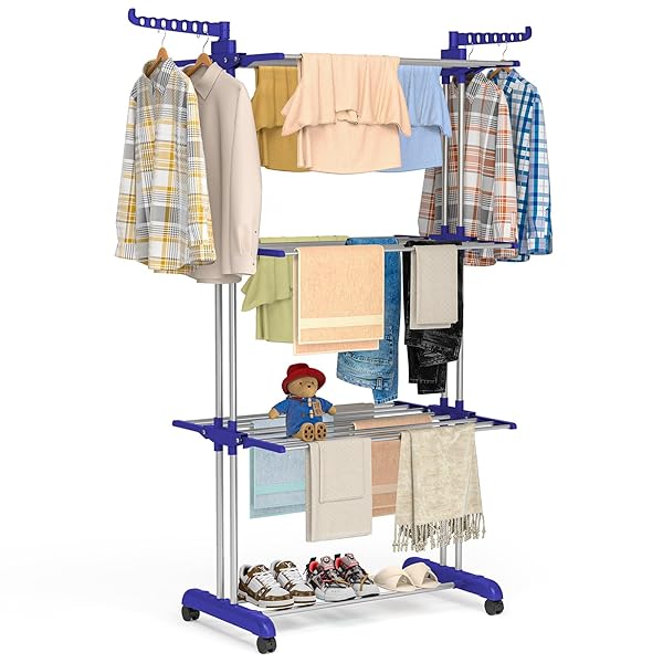 BIGZZIA CLOTHES DRYING RACK, FOLDING STAINLESS STEEL DRYING...