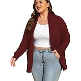 Imimtuan Womens Plus Size Cardigan Plain Color Sweater Long Sleeve Casual 2025 Knit Cardigans