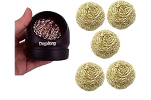 DOGXIONG 6PCS Brass Ball Wire + 1 Pack Welding Soldering Solder Iron Tip Cleaner Cleaning Steel Wire W/Stand Set Holder Black