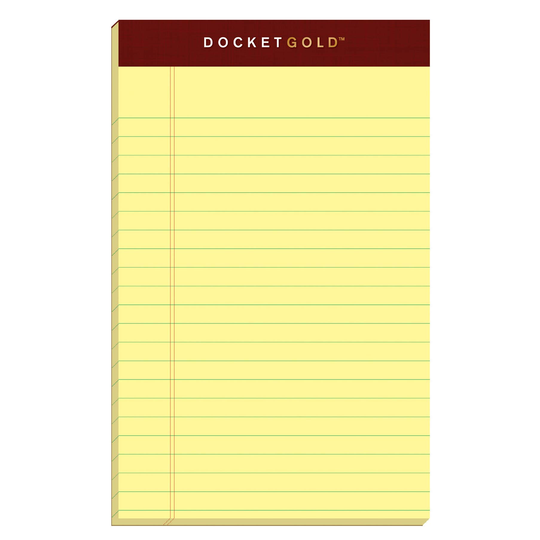 TOPS Docket Gold Writing Pads, 5" x 8", Jr. Legal Rule, Canary Paper, 50 Sheets, 12 Pack (63900)