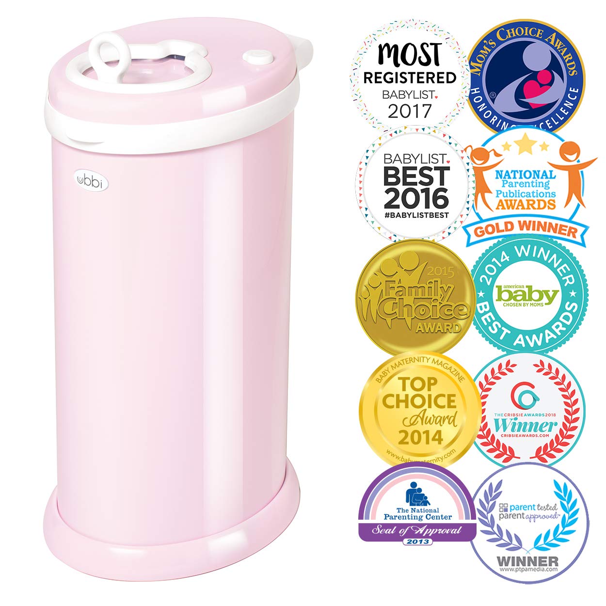 Ubbi Steel Odor Locking, No Special Bag Required Money Saving, Awards-Winning, Modern Design, Registry Must-Have Diaper Pail, Pink: Baby