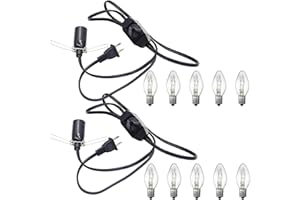 SANJOON for Himalayan Salt lamp Salt Rock Lamp String Light Cord Replacement, Salt lamp Replacement Cord with dimmer，5 Feet Long10-Pack 15 Watt Salt Lamp Bulbs Salt lamp Cord Replacement