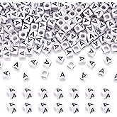 FASHEWELRY 300Pcs Cube White Acrylic Letter Beads 6x6mm Letter A Alphabet Beads for DIY Bracelet Necklace Jewelry Making