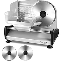 Meat Slicer 200W Electric Deli Food Slicer with 2 Removable 7.5" Stainless Steel Blade, Adjustable Thickness Meat Slicer for 