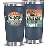 50th Birthday Gifts For Men Women - 1976 50th Birthday Decorations Ideas for Him Present For Man Turning 50 Year Old Gifts For Dad, Husband, Friends - 20 Oz Stainless Steel Mug Tumbler (Navy-197601)