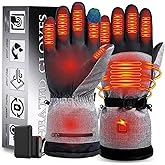 Heated Gloves for Men Women, Rechargeable Hand Warmer with Touchscreen, Waterproof Electric Heated Ski Glove for Winter Outdoor Work Hunting Camping Snowboarding Hiking