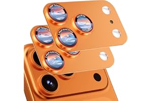 HelloDeere 2 Pack Compatible with iPhone 17 Pro Max Camera Lens Protector, [Military Grade Shatterproof][Strong Adsorption][Case-Friendly][Full Coverage][Not Easy to Break] 9H Metal Tempered Glass Camera Screen Cover - Orange