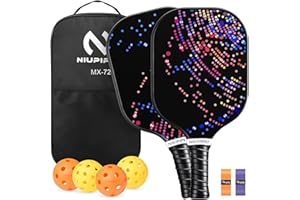 niupipo Pickleball Paddles Set of 2, USAPA Approved Lightweight Pickleball Rackets, Durable Fiberglass Pickleball Paddles Set with Polypropylene Honeycomb Core