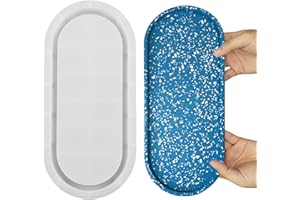 Wehous Large Resin Tray Mold, 13inch Oval Rolling Tray Molds, Big Silicone Tray Molds with Edges, Silicone Molds for Epoxy Resin, Jewelry Holder Container Plates for Resin Concrete Craft Home Decor