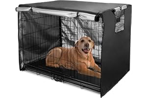 MEDIBOT Dog Crate Cover 36 inch - Double Door, Dog Kennel Indoor, Waterproof Dog Kennel Cover with Air Vent Window, for Indoor/Outdoor Most Wire Dog Crate(Black)