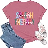 TIEEI Speech Therapy Shirt for Women Speech Language Pathologist Shirts Therapist Tee Tops
