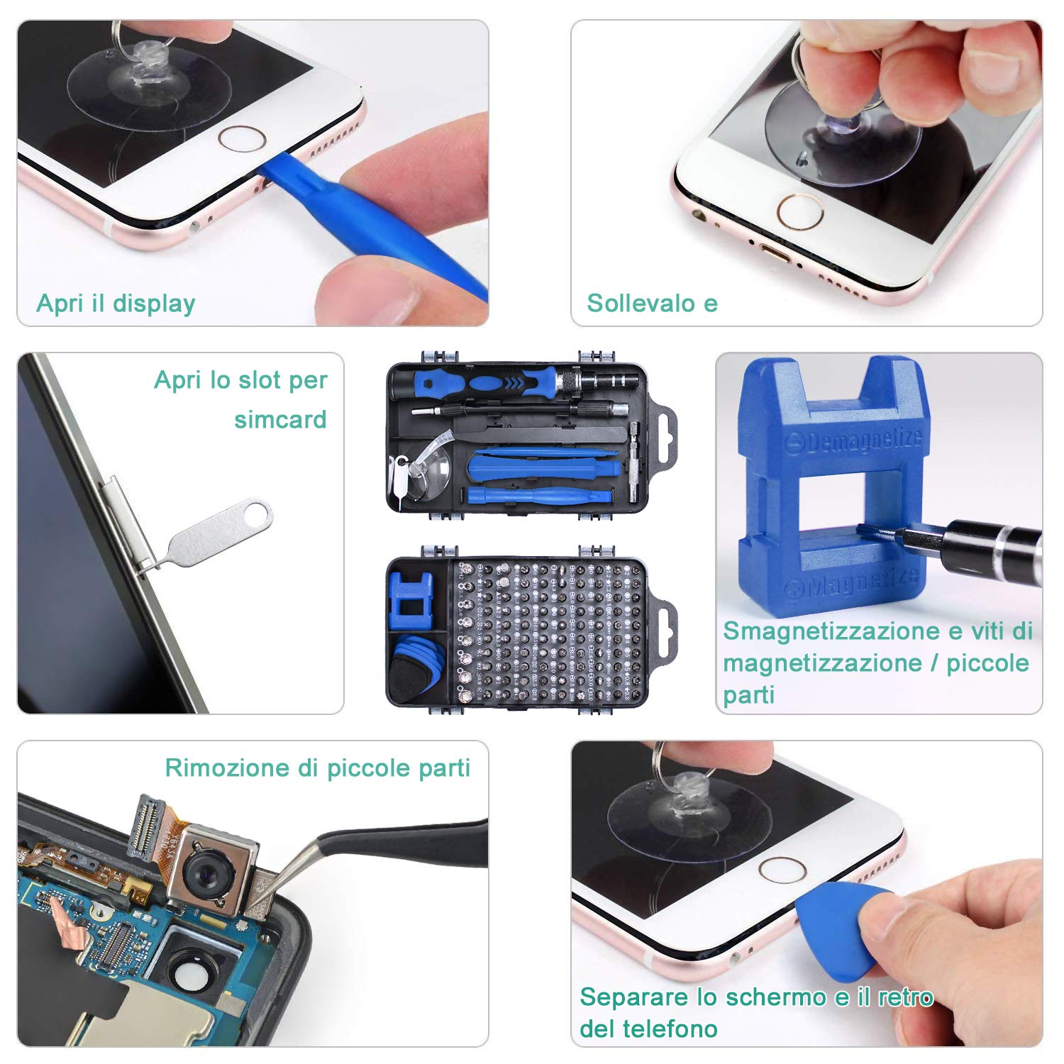 Gocheer 115 in 1 Mini Set cacciaviti Professionali magnetici Stella giraviti Kit cacciavite di precisione per Occhiali, orologiaio,Orologio,Riparazione cellulari,Smartphone, iPhone, PC