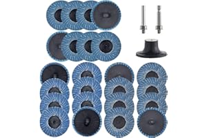 24 Pcs 2 inch Flap Discs with 1/4" Holder Die Grinder Attachments T27 Zirconia Flat 36/60/80 Grit Grinding Wheels for Surface
