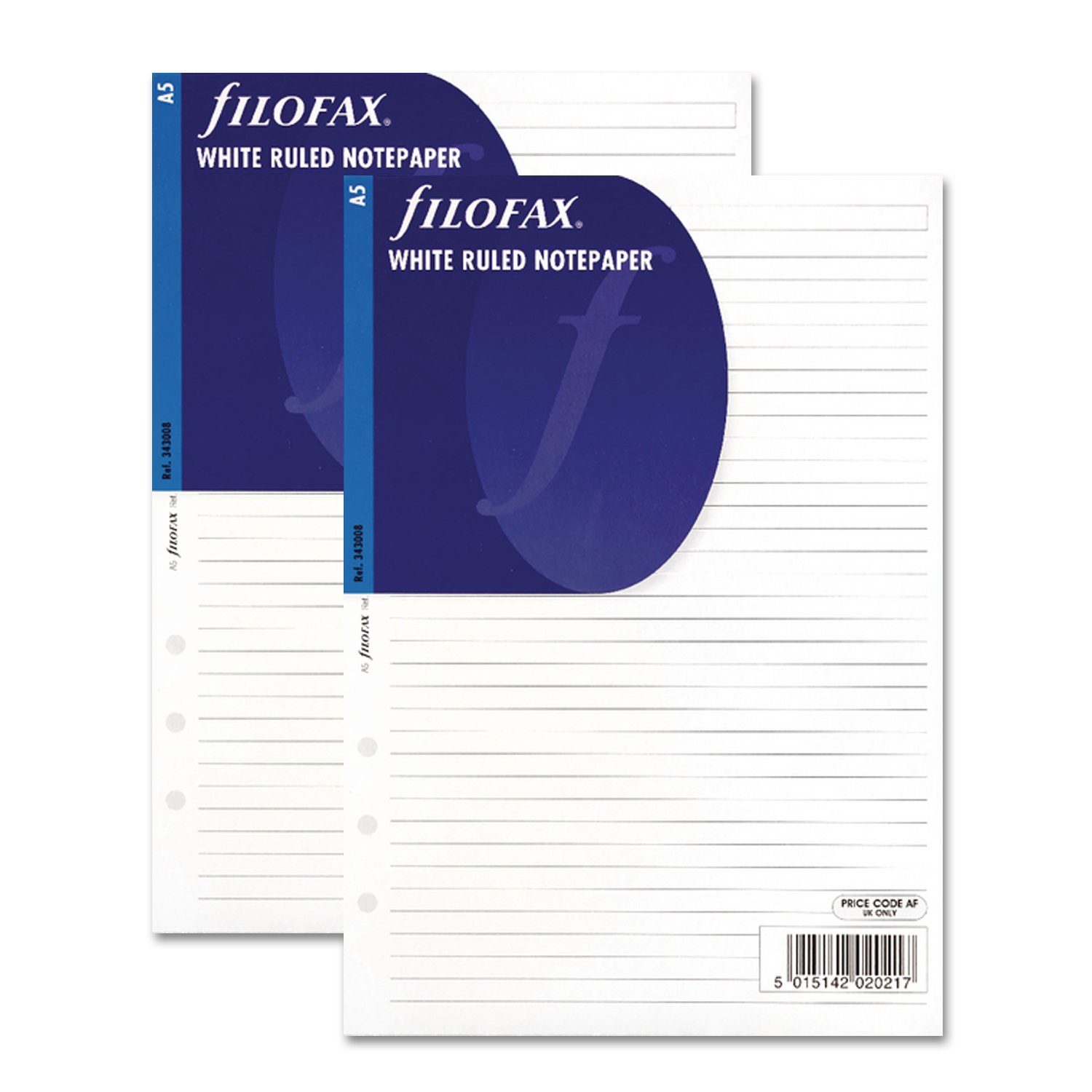 FilofaxA5 White Ruled notepaper Twin Pack (343008) X 2