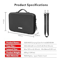 SYMIK Carrying Case for Insta360 X5 X4, Anti-Water