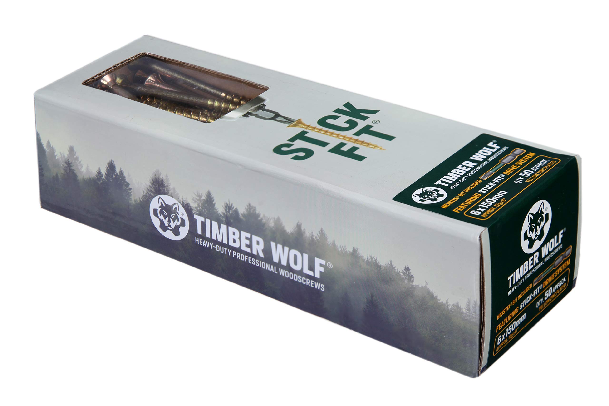 Timber Wolf TW60150 Woodscrews - 6.0 x 150mm - Box of 50, Zinc & Yellow (Gold)