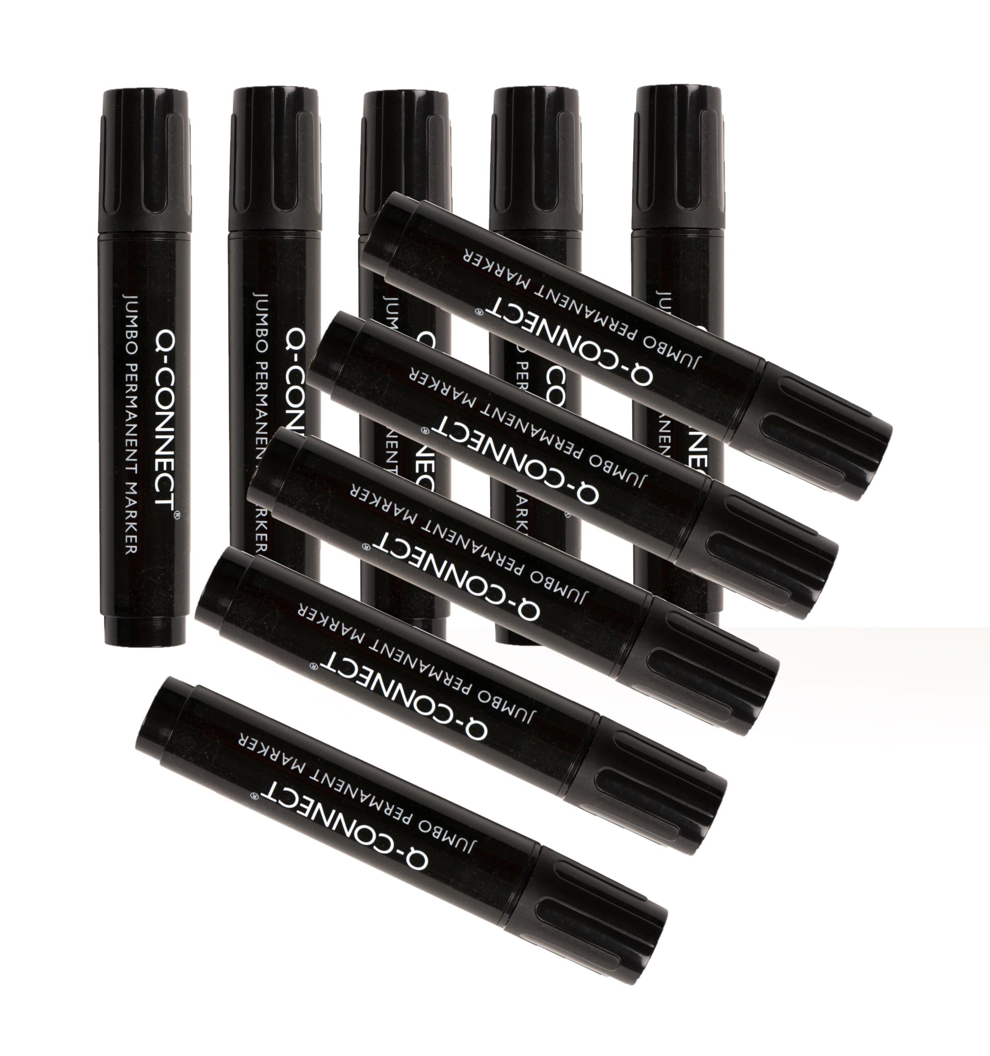 Q-Connect Jumbo Permanent Marker Pen Chisel Tip Black (Pack of 10) KF00270