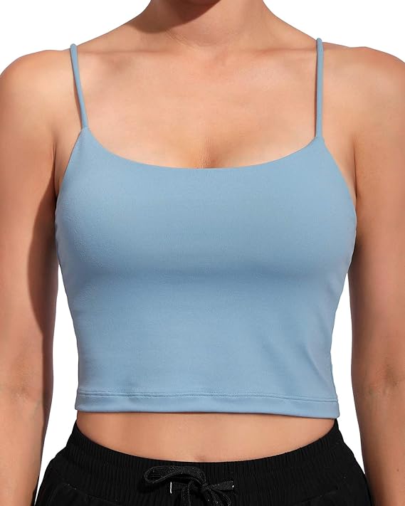 OUGES Women Sports Bra Shirt Padded Fitness Tank Top Yoga Crop Top with