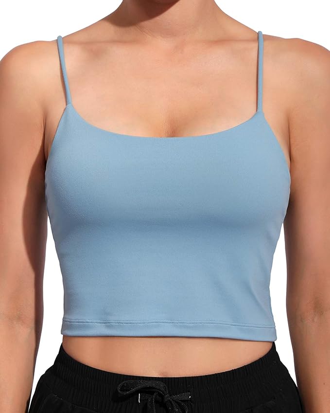 OUGES Women Sports Bra Shirt Padded Fitness Tank Top Yoga Crop Top with