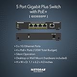 NETGEAR Plus GS305EPP 5-Port Gigabit Smart Switch PoE+ 120W Desktop Wall Mount view 2