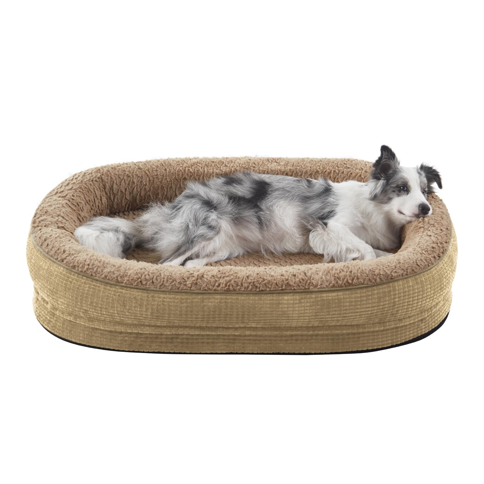 Photo 1 of JOEJOY Orthopedic Dog Beds Large Sized Dog, Egg-Crate Memory Foam Pet Couch Bed with Bolster Sides, Waterproof Lining, Removable Washable Cover & Non-Slip Bottom, Light Brown