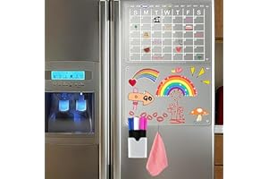 ELKCIP Magnetic Planning Board for Fridge, 2 Pcs Acrylic Dry Erase Calendar for Refrigerator, Reusable Clear Planner Whiteboard for Weekly & Monthly with 6 Markers 3 Colors, 17"x12"
