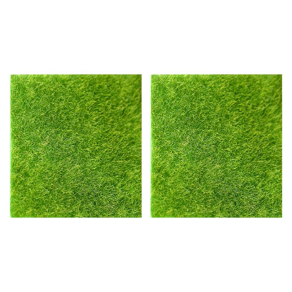 NUOBESTY 2pcs Artificial Grass Turf Fake Moss Rug Mats 30cmx30cm Mini Lawn Carpet for Dollhouse Fairy Garden Ornament