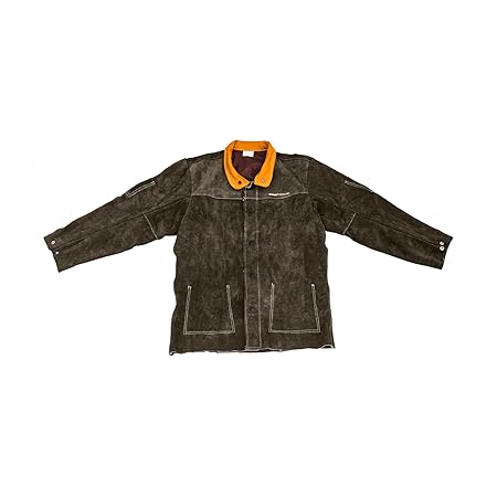 Stamos Welding Schweißerjacke Arbeitsjacke Schweißerschutzjacke SWJ01XXL (Größe XXL, Rinderleder, flammfest, hitzebeständig, 