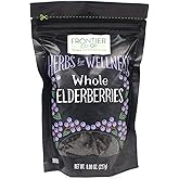 Frontier Co-op Dried Elderberries, 8oz Bag, European Whole, Kosher, Non-GMO | Elderberry Dried Fruit for Immune Support, Powder, Tea, Syrup, Gummies