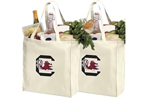 BROAD BAY Reusable University of South Carolina Shopping Bags or South Carolina Gamecocks Grocery Bag 2Pc SET NATURAL COTTON